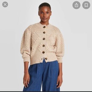 Who What Wear cropped beige knit cardigan XS